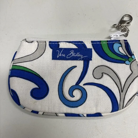 Vera Bradley White Pouch with Blue and Green Swirls - Picture 1 of 3